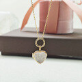 wholesale French Romantic Natural Pink Crystal Pendant Heart Skull Necklace Pendant with Openable Heart-Shaped Design-0-0
