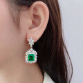 wholesale S925 Silver Simulated Emerald Gemstone Vintage Earrings Ring Pendant Gift Three-Piece Jewelry Set-0-2