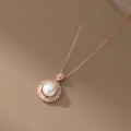 wholesale S925 Silver Nalan Fresh Sweet Ins Style Niche Design Exquisite Diamond-Inlaid Pearl Sun Necklace Y02107-0-4