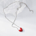 wholesale S925 Silver Fresh Sweet Ins Style Niche Design Exquisite Resin Red Heart Necklace Y02177-0-4