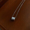 wholesale S925 Sterling Silver Star Wheel Small Rotary Cylinder Brushed Necklace, Light Luxury High-End Sensibility Small Waist Road-Road Pendant Collarbone Chain for Women-0-3