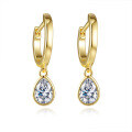14K Gold Plated S925 Silver Teardrop Moissanite Earrings, Simple Women's Studs-0-3