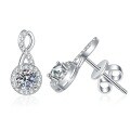 S925 Silver D Color Moissanite Earrings, 50ct 8-Shape Full Diamond Circle, Luxury Cross-Border Wholesale-0-3