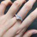 wholesale S925 Sterling Silver Fashionable Imported 2-Carat Oval Moissanite Center Stone Ring with Certificate, Does Not Fade-0-1