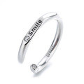 wholesale S925 Sterling Silver Harajuku Minimalist Style Thin Twisted English Letter Open Ring, Personalized and Versatile-0-4