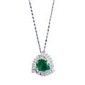 wholesale S925 Silver New Style Simulated Emerald 8*10 Necklace European and American Pendant for Women 40+5cm-0-4