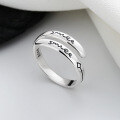 wholesale S925 Sterling Silver Double Layer English Line Arrow Pattern Adjustable Open Ring Ins Minimalist Style Ring-0-2