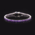 wholesale S925 Sterling Silver Romantic Flattering Purple 3/4/5mm Tennis Chain with Natural Amethyst Bracelet-0-2