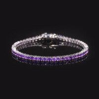 wholesale S925 Sterling Silver Romantic Flattering Purple 3/4/5mm Tennis Chain with Natural Amethyst Bracelet-3mm natural amethyst bracelet 7 inches (about 17.7cm)