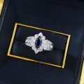 wholesale S925 silver jewelry, 4*8mm marquise royal blue small fresh fashion ring for spring and summer seasons-0-3