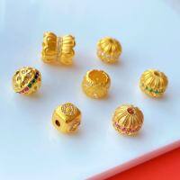 wholesale Sterling silver gold-plated lotus spacer bead DIY bracelet necklace accessories rhinestone lucky bead large hole barrel bead road bead-7# one