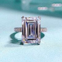wholesale 925 Silver Zhuo Zhifan New High Carbon Diamond Emerald Cut 10*14mm Rectangle-R419 White Diamond No. 5
