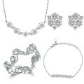 wholesale Pure Silver Jewelry Set 4-Piece Pure Silver Earrings European-American Ring Designer Necklace for Women-0-0