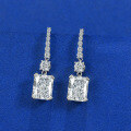 wholesale Metal: 925 Silver, 4ct Yellow Rectangular High Carbon Diamond Earrings 8*10 Ice Flower Cut with Hook Earwire-0-2