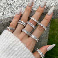 wholesale S925 Sterling Silver Women's Ring with Heart, Floral, Geometric Zirconia, Minimalist, Luxury, and High-End Feel-MM120008-SW-WH 9