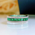 wholesale S925 silver new bezel-set princess-cut precision full-diamond micro-pave ring for cross-border women-0-0
