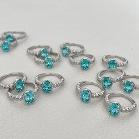 wholesale S925 Sterling Silver Vintage Style Paraiba Neon Blue Sapphire and Diamond Ring, Small and Luxurious, High-End, Girly Heart Ring-Platinum US No. 7 (Hong Kong 14-15)