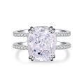 wholesale S925 Sterling Silver 5ct Moissanite Ring, Ins-style High-end Double Row Design Ring-0-4