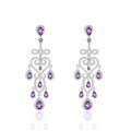 wholesale Designer-style luxurious gemstone earrings, French romantic high-end S925 silver natural amethyst earrings-0-4