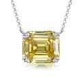 wholesale 925 Silver New Yellow Diamond Rectangular Pagoda 14*16 High Carbon Diamond Necklace Women's Choker Pendant Cross-border Dropshipping-0-0
