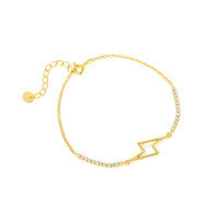 wholesale S925 Sterling Silver Zircon Butterfly Bracelet with Hollow Heart, Fashionable and Versatile Wholesale-L797-Gold/16+3cm 925 Silver