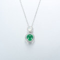 S925 Silver Necklace with Empress Green Chalcedony Agate Pendant-0-3