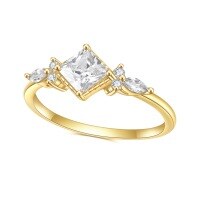 wholesale S925 sterling silver and 14K gold-plated ring with 5A zirconia, fashionably elegant and luxurious-S925 silver + white zirconium  US size 10