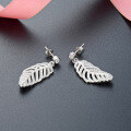 wholesale 925 Sterling Silver Feather Earrings, Small Batch Design, High-End Sense, Elegant Earrings for Women, New Leaf-Inspired Luxury Ear Accessories-0-0