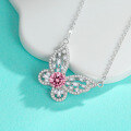 wholesale S925 Sterling Silver 1ct Moissanite Butterfly Pendant Necklace with Full Diamond Accents, Unique Design for Cross-Border Hot Sales-0-2