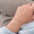 wholesale S925 Sterling Silver Geometric Ginkgo Leaf Four-Leaf Clover Minimalist Bracelet, Niche Design Gift for Female Best Friends-0-2
