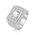 wholesale Plated with 925 Sterling Silver, White Gold, 3-carat Cross-border Hot-selling Star Moissanite Men's Ring, Imported Moissanite, Color-fast-0-4