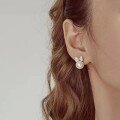 wholesale S925 Metal Japanese Pearl Bow Ear Studs Women's Fashion Commuting Light Luxury High-End Sense Popular Ear Accessories-0-3