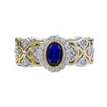 wholesale S925 Sterling Silver Buccellati Style French Romantic 4*6mm Simulated Royal Blue Gemstone Ring-0-4