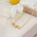 wholesale S925 Silver Plated 14K Gold French Retro Minimalist and Delicate Style Irregular Pearl White Zircon Necklace-0-1