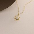 wholesale S925 sterling silver red elk full body exquisitely micro-set zirconia small sun necklace women's sunflower pendant collarbone chain-0-2