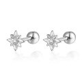 wholesale 925 Sterling Silver Eight-Pointed Star Earrings Ins Style Star with Diamond Studded Piercing Screw Earrings for Women Cross-Border Wholesale-0-6