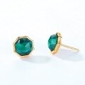 wholesale new fashion octagonal geometric malachite silver earrings, simple retro style 925 silver plated with 10K gold earrings wholesale-0-2