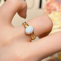 wholesale Rose gold plated S925 silver with one-carat white opal ring for women, live stream on Xiaohongshu-0-3