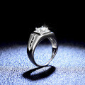 Sterling Silver Moissanite Ring, Classic Minimalist Men's Wedding Band-0-1