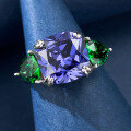 wholesale S925 silver jewelry new radiant cut 10*10 tanzanite ring women-0-2