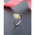 wholesale S925 Sterling Silver Citrine Ring for Women, Korean-style Fashion Minimalist Diamond-accented Open Band, Unique Design Jewelry-0-0