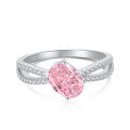 wholesale S925 Sterling Silver Women's Niche Luxury 8A Ultra Sparkling Oval Pink Zircon Personality Versatile Ring Wholesale for Women-0-6
