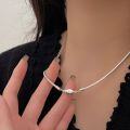 wholesale S925 Silver Italian Snake Bone Chain Necklace Women Korean High-End Spring Summer New Arrival Minimalist Clavicle Simple Chain-0-4
