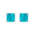 wholesale Metal material first: 2-carat pagoda 7*7 synthetic Paraiba earrings for women, cross-border hot-selling style from Shipei Jewelry-0-5