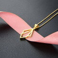 wholesale S925 Silver Dainty Women's Elegant Collarbone Necklace, Diamond Accented Rhombus Pendant, Korean Style-0-2
