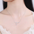 wholesale S925 Sterling Silver Jumping Heart Necklace for Women, EKG Collarbone Chain, Internet-Famous Versatile Ins Minimalist Moissanite Necklace-0-3