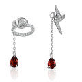 wholesale S925 silver cloud and lightning design earring and necklace set inlaid with colorful gemstone garnet-0-5