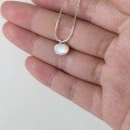 wholesale S925 Sterling Silver Oval Natural White Chalcedony Black Onyx Necklace Snake Chain Collarbone Chain Women's Versatile Simple Minimalist Luxury High-End-0-5