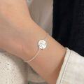 wholesale S925 Sterling Silver Bow Bracelet for Women, Small Niche Design, Fashionable and High-End Sense, Versatile Circular Tag Bracelet, Trendy Hand Accessory-0-4