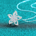 S925 Sterling Silver Full Moissanite Sweet Flower Pendant Necklace-0-0